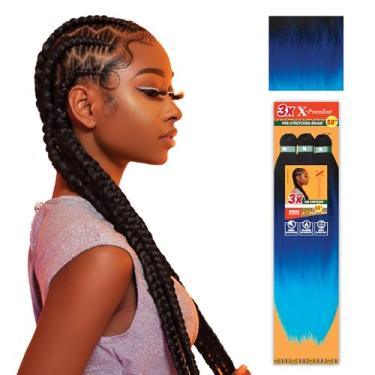 Imagem de Sensationnel Xpression prestretched braiding hair - 3x xpression 58inch kanekalon fiber flame retardant smooth yaki braid - 3x x-pression 58 inch (1 pack, 3T1B/DBLUE/LBLUE)