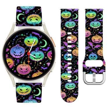 Imagem de Watbro Pulseira de relógio de Halloween compatível com Samsung Galaxy Watch 7/FE/6/5/4 com pingentes, pulseira esportiva de silicone macio de 20 mm para Garmin Vivoactive 5/Vivoactive 3 Smart Watch