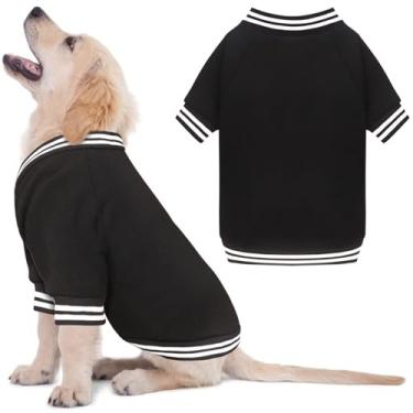 Imagem de Jaqueta de beisebol para cães de lã escovada - moletom macio e quente para cães pequenos, filhotes - roupas para meninos e meninas (preto-P)