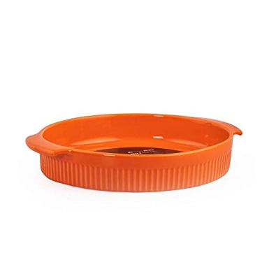 Imagem de Germer, Travessa redonda em porcelana, modelo assar ou servir, Funda, refratária, Ø 21 cm, 1000 ml, Laranja