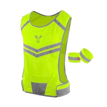 Imagem de Colete refletivo 247 Viz com bolso interno e 2 faixas de segurança para corrida de alta visibilidade, Neon Yellow, Small