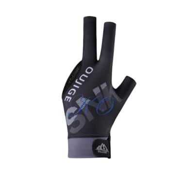 Imagem de UGPLM Luva de bilhar de 3 dedos, luva esportiva de taco de sinuca, acessórios de sinuca confortáveis e respiráveis Luva de sinuca de três dedos, Preto Cinza