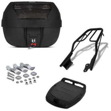 Imagem de Baú 28 Litros Pro Tork + Bagageiro Motos 5, FUME, CB 250 TWISTER 2015 