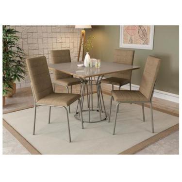 Imagem de Mesa de Jantar 4 Cadeiras Quadrada Capuccino Crome Topázio, Capuccino 