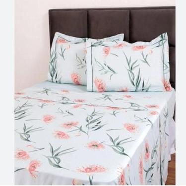 Imagem de Jogo de Cama Box Roupa Lençol Casal Padrão 4 Peças Estampado em Microf