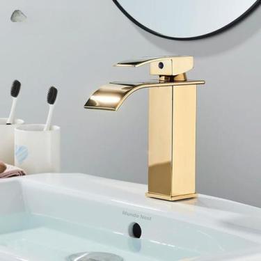 Imagem de Torneira Para Banheiro Cascata Monocomando Luxo Preto E Cromada - Mund