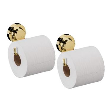 Imagem de Kit 2 Suporte Porta Papel Higiênico Papeleira Parede Com Ventosa Banhe