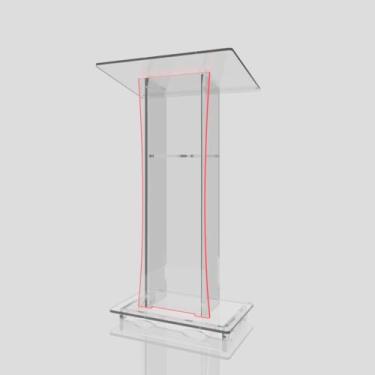 Imagem de Púlpito em Acrílico para Igreja e/ou Eventos com Gravação e Led grátis Mod. Rute Transparente (Tradicional, Moderna ou Sem Gravação) Cores em Led. (Sem Gravação, LED VERMELHO)