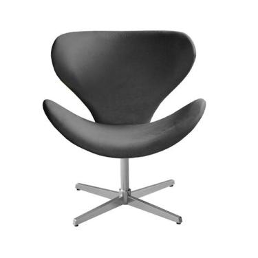 Imagem de Poltrona Decorativa Isis Swan Cadeira Giratória Pé Metal Escritório, H
