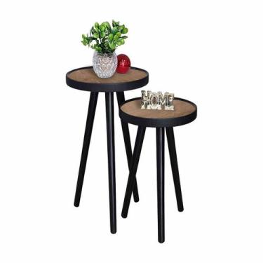 Imagem de Mesa Pé Palito Lateral Pequena Canto Apoio Sofá Redonda Decorativa Ret