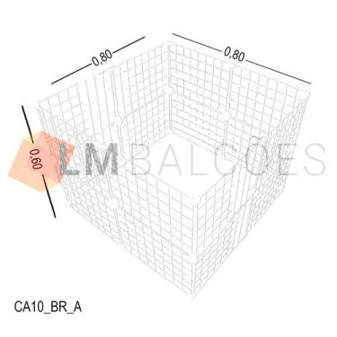 Imagem de Cercadinho Aramado Branco Para Pet - 0,80 x 0,60 x 0,80m - LM Balcoes