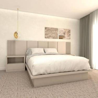 Imagem de Kit Quarto MDF Sob Medida Queen Com Cabeceira 3,0m e 2 Mesas - Casa La