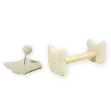 Imagem de KIT 2 Em 1 Arranhador Para Gato Sisal Poste Vertical Cara De Gato Mola