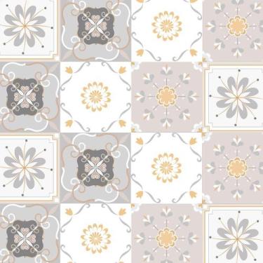 Imagem de Adesivo de Parede Azulejo Portugues Em Tons de rosa, bege e Branco par