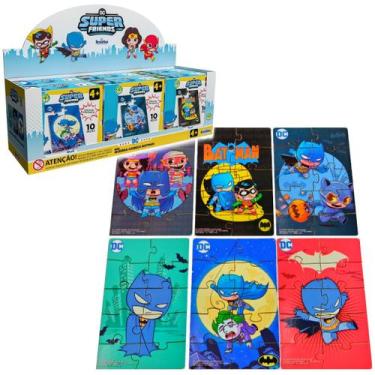 Imagem de Kit 6 Mini Quebra Cabeça Batman DC Liga Da Justiça Madeira - Pais e fi