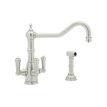 Imagem de Rohl Torneira U.1576LS-PN-2 U.1000X-Eb com bico de coluna estendido de 28 cm, níquel polido