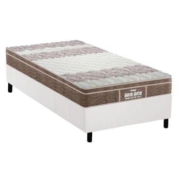 Imagem de  Cama Box Solteiro: Colchão Espuma D33 Probel /EP Anatômico Guarda Costas Próintense Plus + Base CRC Suede White(88x188)