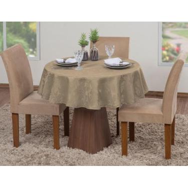 Imagem de Toalha De Mesa Luxo Redonda Sala Jantar Jacquard 4 Lugares - Actual De