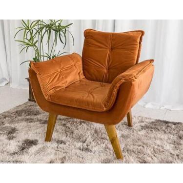 Imagem de Poltrona Opala Veludo Pés Palito - Veneza Estofados, Terracota