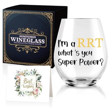 Imagem de AGMDESIGN I'm A RRT What's Your SuperPower Taça de Vinho Bonita, Ideias de Taça de Vinho para Terapeuta Respiratório, Ideias de Presentes de Dia de Formatura de Natal para Mulheres e Homens Colegas de