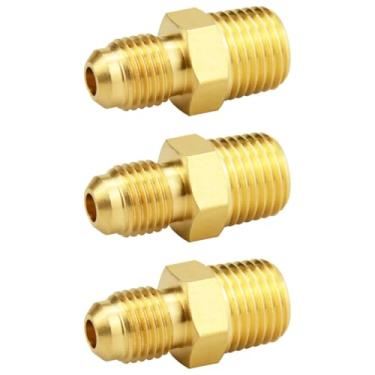 Imagem de (3 peças) Encaixe de tubo Besosay , adaptador de gás meia união 1/10.2 cm Flare x 1/10.2 cm NPT acoplador de tubo macho