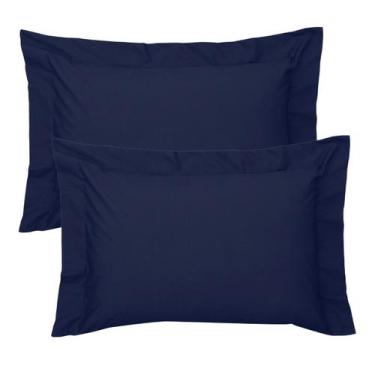 Imagem de Par de Fronhas 300 Fios Kacyumara Satinee 100% Algodão 50x70cm, Marinh