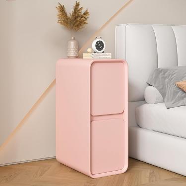 Imagem de Mesa de cabeceira com gavetas, mesa de cabeceira estreita pequena com gaveta de armazenamento - armário de cabeceira para quarto, rosa, 20x40x50cm