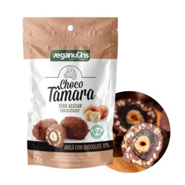 Imagem de BOMBOM VEGANO DE TÂMARA SABOR AVELÃ COM CHOCOLATE 70% CHOCOTÂMARA VEGANUTRIS 120G
