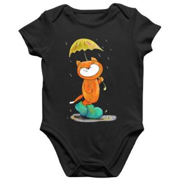 Imagem de Body Bebê Algodão Raposa Fofinha Na Chuva - Foca na Moda, Preto, GG