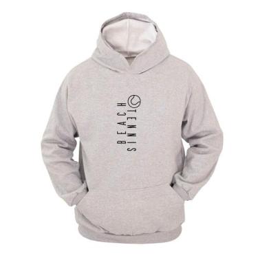 Imagem de Moletom Masculino Canguru Estampa Beach Tennis Macio - Ragor, P, Cinza