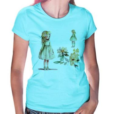 Imagem de Baby Look Meninas e Flores - Foca na Moda, Azul claro, P