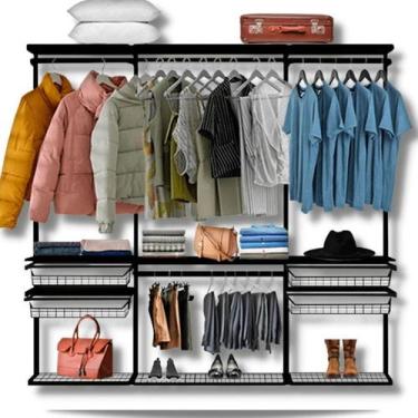 Imagem de Closet Armário Aramado Modulado Gaveta Prateleira 2,20m PT - Casa Expr