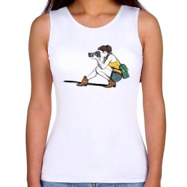 Imagem de Regata Feminina Fotógrafa Desenho - Foca na Moda, Branco, G