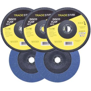 Imagem de Kit Disco de Lixa Flap 7" Pol Grão 60  Lixadeira 05 UN Reto - Tradesta