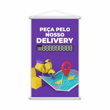 Imagem de Banner Peça Pelo Nosso Delivery Entregas Contato 60x40cm - PlimShop