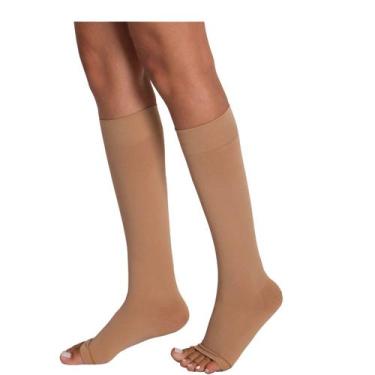 Imagem de Meia Compressiva 3/4 Microfibra Tactel 30-40mmHg Melhora Circulação Pé