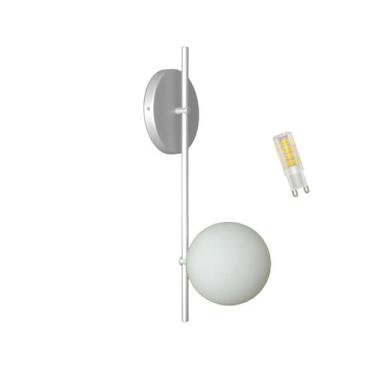 Imagem de Luminária Parede Arandela Interna Globo 12 Prata c/ Lâmpada - Arandela