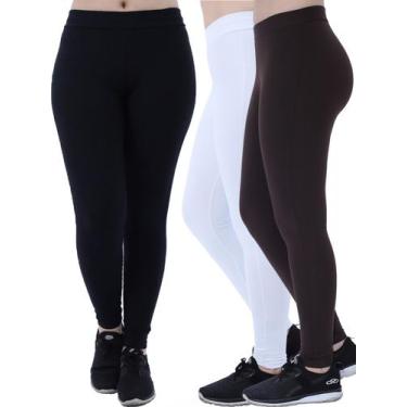 Imagem de Kit 3 Calças Legging Grossa Feminina PRETA, BRANCA, MARROM - ANISTIA, 