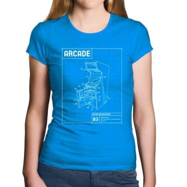 Imagem de Baby Look Algodão Arcade Fliperama Projeto - Foca na Moda, Azul, GG