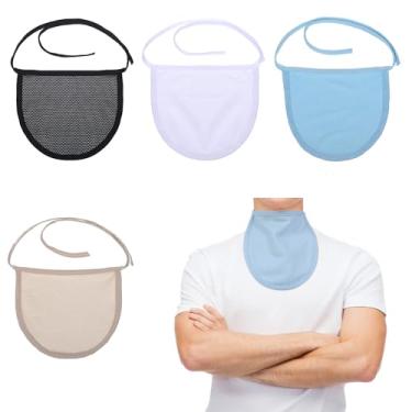 Imagem de 4 peças de capa contra poeira para traqueostomia | Protetor de estoma de pescoço, capa de traqueotomia respirável ajustável para cuidados abrangentes de traqueostomia (camadas duplas)