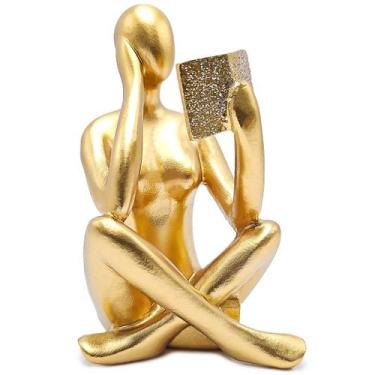 Imagem de Estátua Figura Pensador Estudando Enfeite Decorativo Casa Estatueta Re