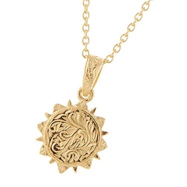 Imagem de piena Colar feminino havaiano de aço inoxidável cirúrgico hipoalergênico 316L onda de sol rolagem folha de maile, Metal, Sem Pedra Preciosa