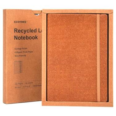 Imagem de ECOTREE Caderno de couro reciclado – Cadernos de diário diário com pauta universitária para homens Diário forrado para escrever caderno A5 diário para mulheres papel grosso de 100 g/m²