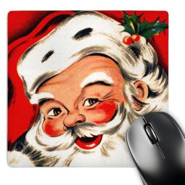 Imagem de Ilustração retrô do Papai Noel dos anos 50 com Holly Sprig no chapéu - Mouse Pad, 8 x 8 polegadas (mp_222000_1)