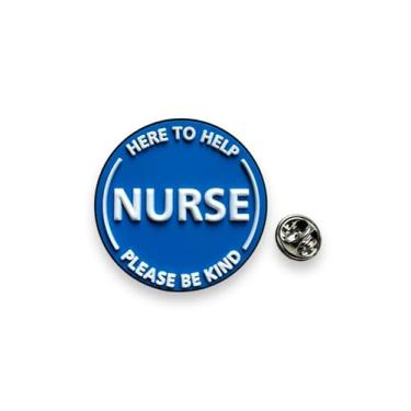 Imagem de Crachá 3D Nurse Visual Awareness - Here to Help, Please Be Kind, 4cm circular, Silicone, Sem Pedra Preciosa
