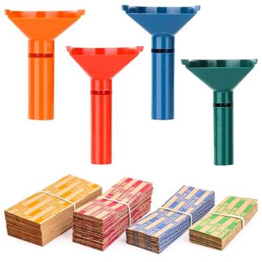Imagem de PM Company Tubo de contagem de moedas codificado por cores para centavos até quartos (05032), Blue;green;orange;red, Set of 4