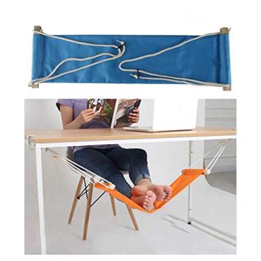 Imagem de Rede de pé ajustável portátil Home-organizer Tech para mesa de canto escritório descanso de pé mini sob mesa descanso de pé rede para casa, escritório, avião, viagem, estudo e relaxamento, Light Blue