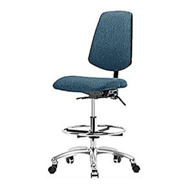 Imagem de Thomas 1163G26 Cadeira de tecido de altura média com encosto médio sem inclinação e braços, base cromada, anel de pé cromado, desliza, azul