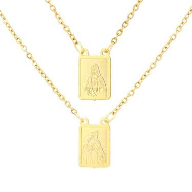 Imagem de Colar católico Escapulário - Colar escapulário religioso, colar Escapularios Catolicos. Colar católico. Santo Carmelo Aço inoxidável Scapulário Maria Presentes para mulheres e homens, Aço inoxidável,