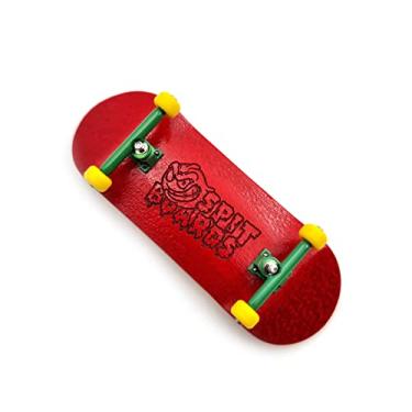 Imagem de SPITBOARDS 34 mm Fingerboard Complete Wood Pro Set-Up (Pre-Assembled, 5-Layers), Pro Trucks, CNC Bearing Wheels, Foam Grip Tape, (Deck: Red, Trucks: Green, Wheels: Yellow)